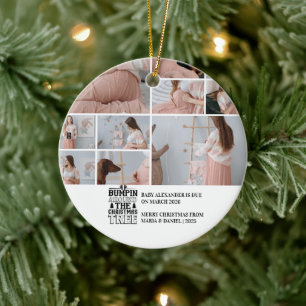 10 Photo Christmas Tree Pregnancy Announcement Ceramic Ornament