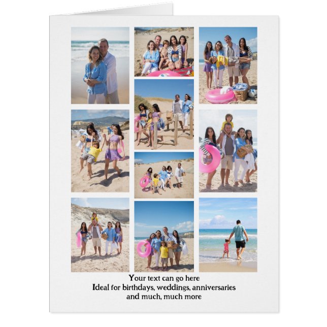 10 Photo Collage and Personalized Text Cards (Front)