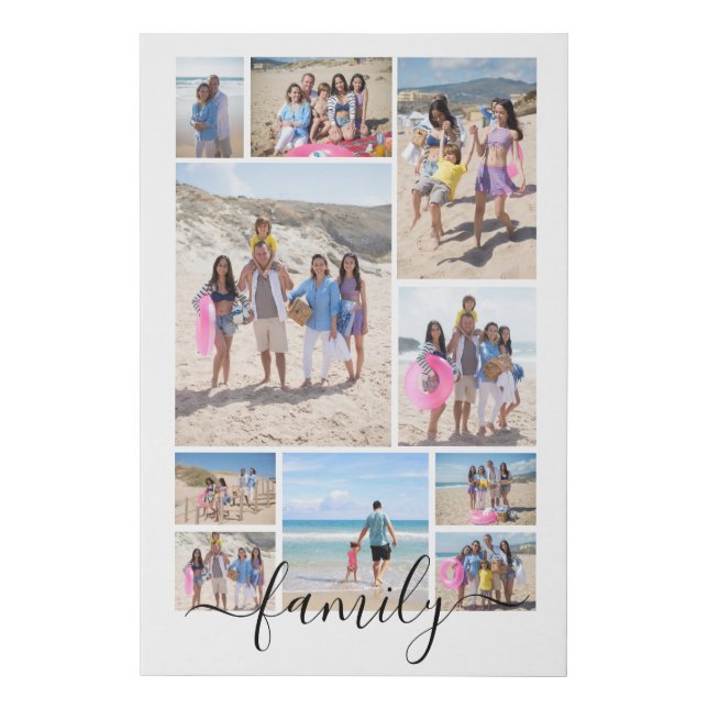 10 Photo Collage and Text Personalized Faux Canvas Print (Front)