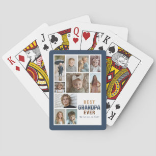 10 Photo Collage Best Grandpa Ever Poker Cards