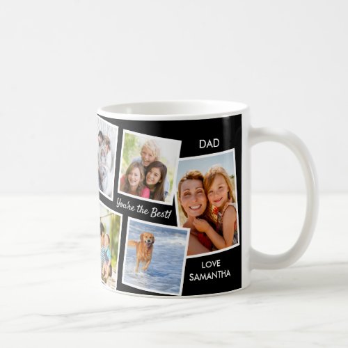 10 Photo Collage Black and White Personalized Dad Coffee Mug