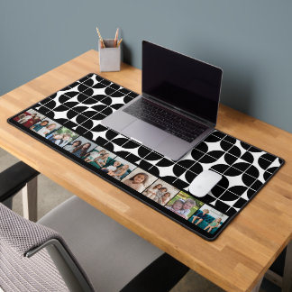 10 Photo Collage black white mid century half moon Desk Mat