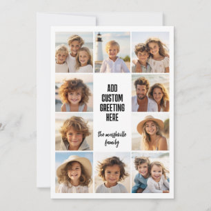 10 Photo Collage Border - Center Text Blocks Holiday Card