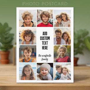 10 Photo Collage Border - Center Text Blocks Postcard