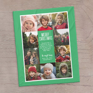 10 Photo Collage Border - Merry Christmas Type Fleece Blanket