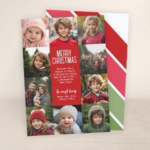 10 Photo Collage Border - Retro Stripe Download Holiday Card