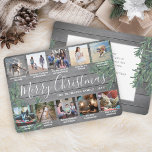 10 Photo Collage Christmas Greenery & Gray Wood Holiday Card<br><div class="desc">Send stylish joyful greetings and share 10 of your favorite pictures with a custom photo collage holiday card. All text on this template is simple to customize to include any wording, such as Merry Christmas, Happy Holidays, Seasons Greetings, New Year Cheers etc. (IMAGE PLACEMENT TIP: An easy way to center...</div>