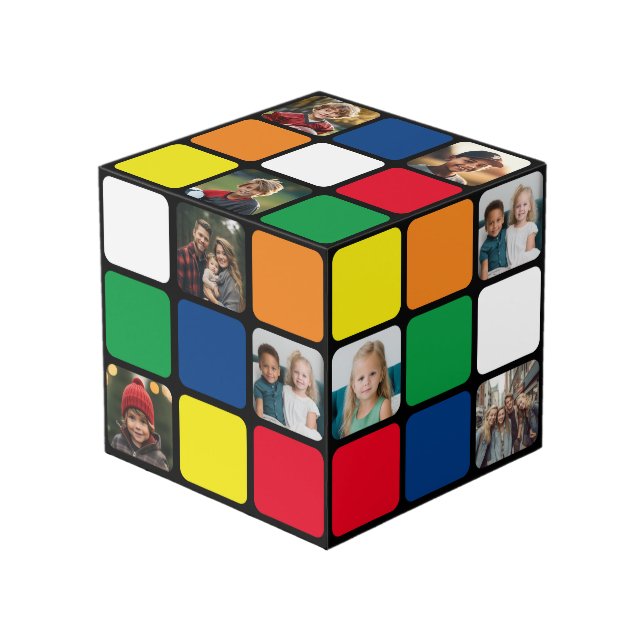 10 Photo Collage colorful square color puzzle Cube (Front Angled)