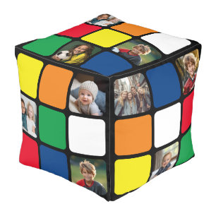 10 Photo Collage colorful square color puzzle cube Pouf