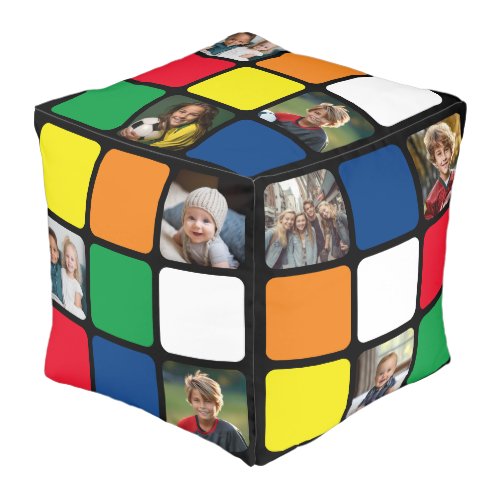 10 Photo Collage colorful square color puzzle cube Pouf