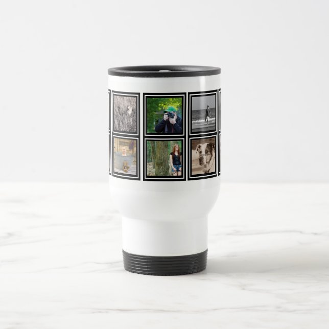 10 Photo Collage | Custom Instagram Modern Travel Mug (Center)