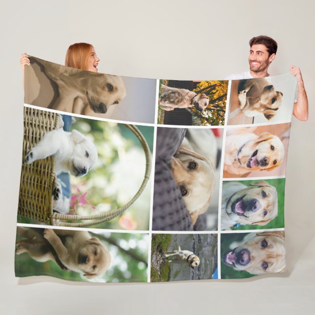 10 Photo Collage Family Personalized Fleece Blanket (In Situ)