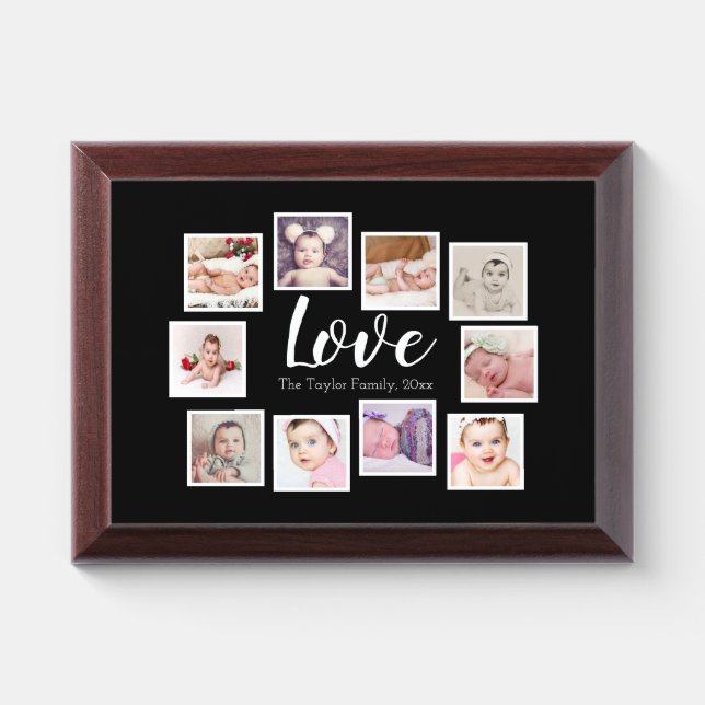 10 Photo Collage Love Family Award Plaque (Horizontal)