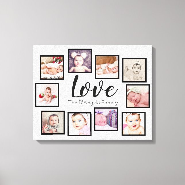 10 Photo Collage Love Family Canvas Print (Front)