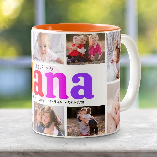 10 Photo Collage Love You Nana Multicolored Bold Two_Tone Coffee Mug