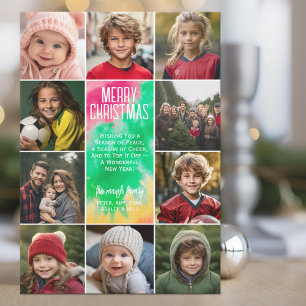10 Photo Collage - Merry Christmas Mod Tie Die Holiday Card