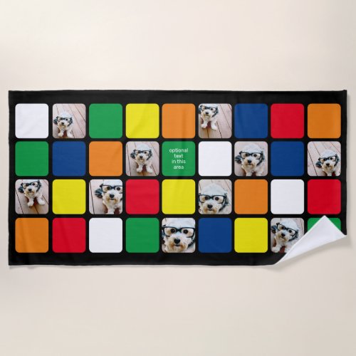 10 photo collage modern cube red blue green yellow beach towel