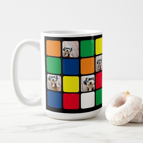 10 photo collage modern cube red blue green yellow coffee mug