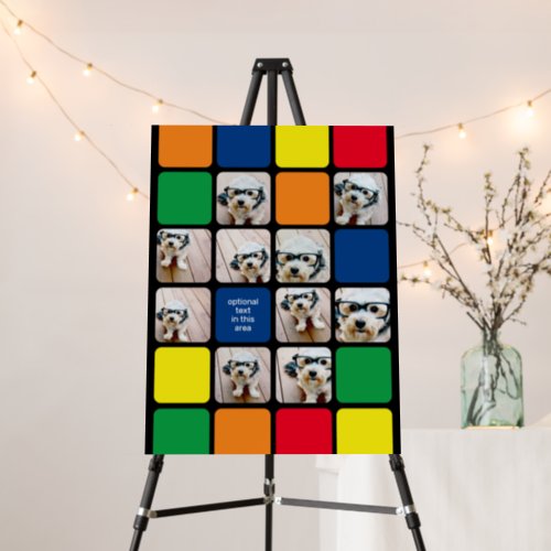 10 photo collage modern cube red blue green yellow foam board