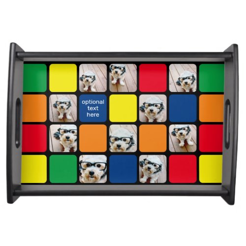 10 photo collage modern cube red blue green yellow serving tray