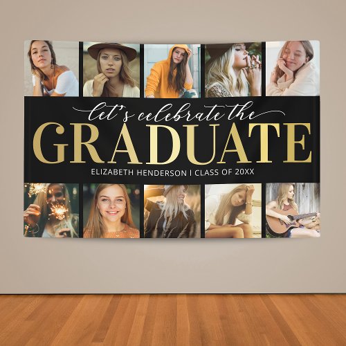 10 Photo Collage Modern Graduation Party Banner