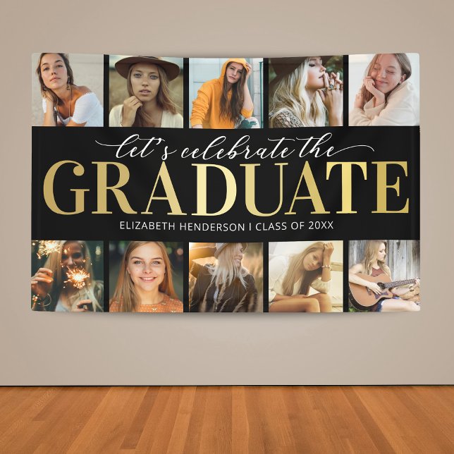 10 Photo Collage Modern Graduation Party Banner (Creator Uploaded)