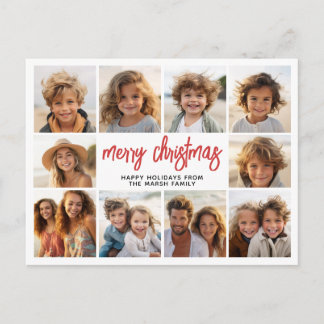 10 Photo Collage - Modern Merry Christmas Holiday Postcard