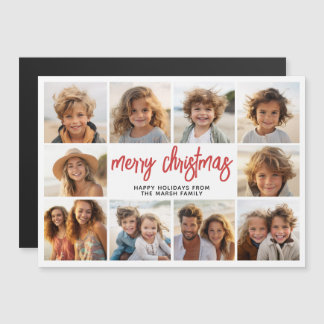 10 Photo Collage - Modern Merry Christmas Magnet