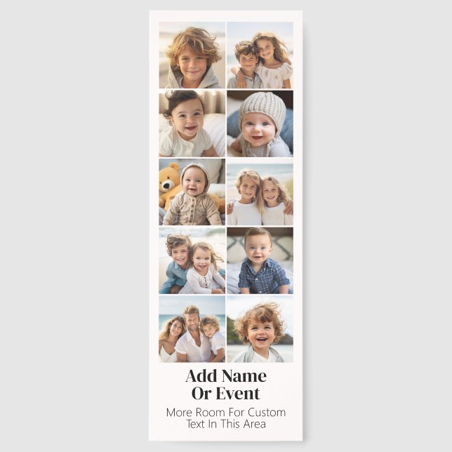10 Photo Collage - Modern Minimal Black White Bookmarks (Front)