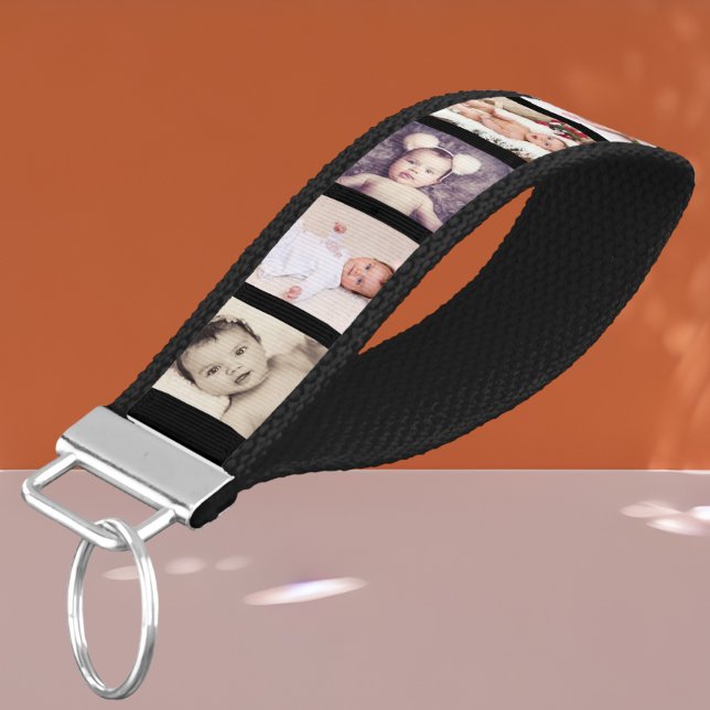 10 Photo Collage Personalized (black) Wrist Keychain (Creator Uploaded)