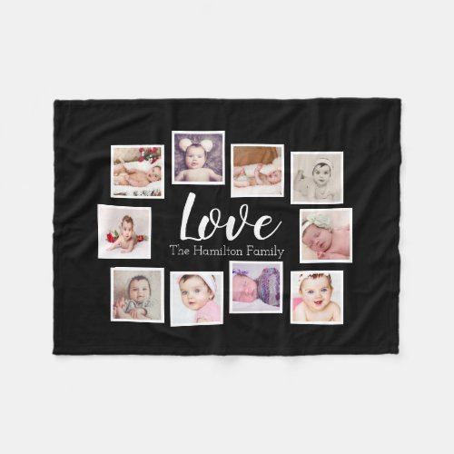 10 Photo Collage Personalized Fleece Blanket