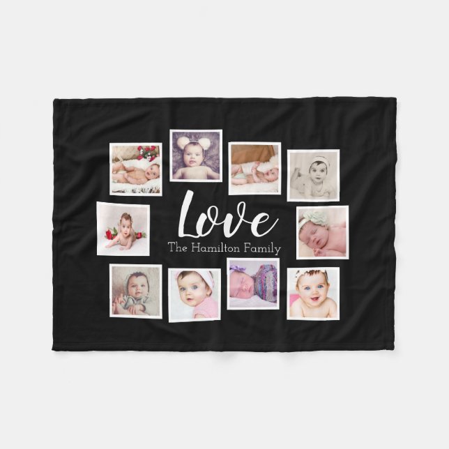 10 Photo Collage Personalized Fleece Blanket (Front (Horizontal))