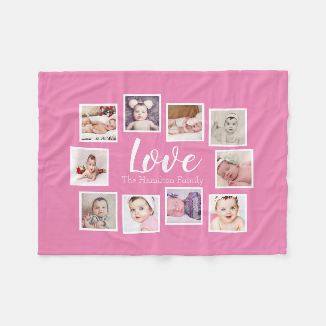 10 Photo Collage Personalized Fleece Blanket (Front (Horizontal))