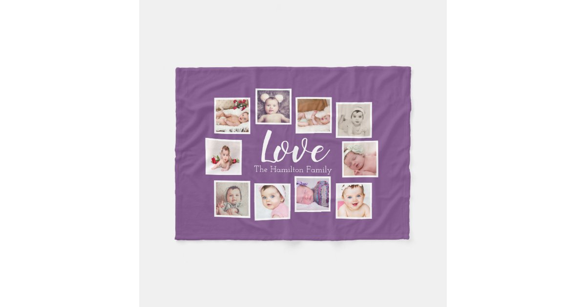 10 Photo Collage Personalized Fleece Blanket