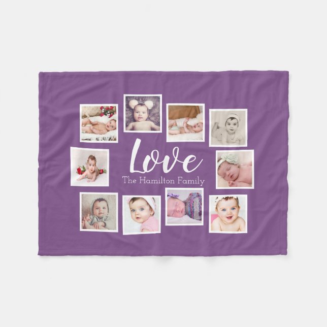 10 Photo Collage Personalized Fleece Blanket (Front (Horizontal))