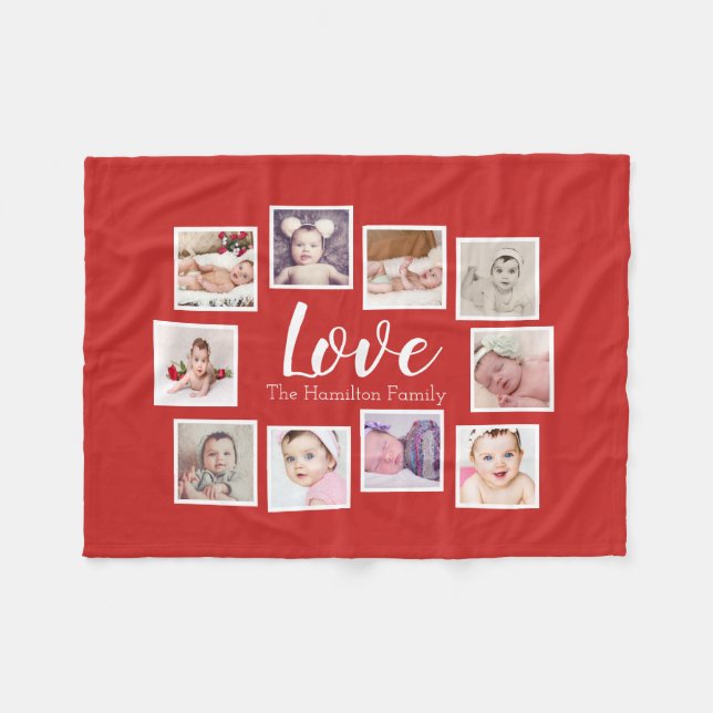 10 Photo Collage Personalized Fleece Blanket (Front (Horizontal))