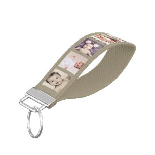 10 Photo Collage Personalized (tan) Wrist Keychain