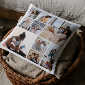 10 Photo Collage Personalized Throw Pillow