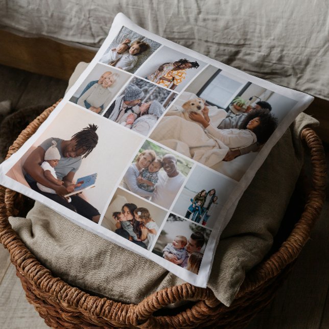 10 Photo Collage Personalized Throw Pillow (10 Photo Collage Personalized Throw Pillow by Ricaso. Add own photographs, two sided black & white.)
