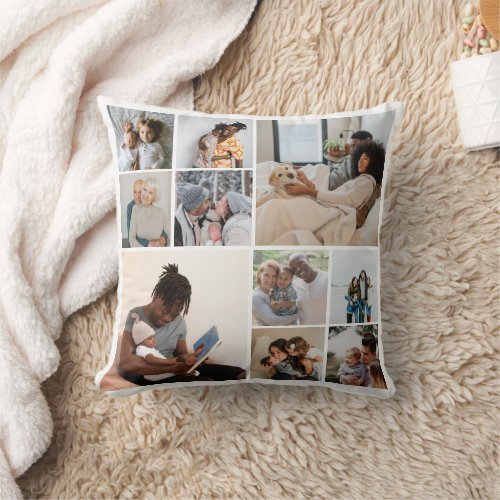 10 Photo Collage Personalized Throw Pillow