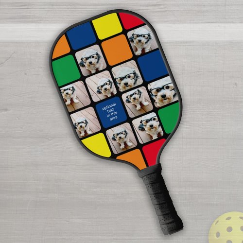 10 Photo Collage _ Speed Cube Primary Colors Pickleball Paddle