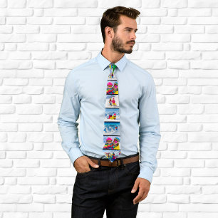 10 Photo Collage Stripes Neck Tie