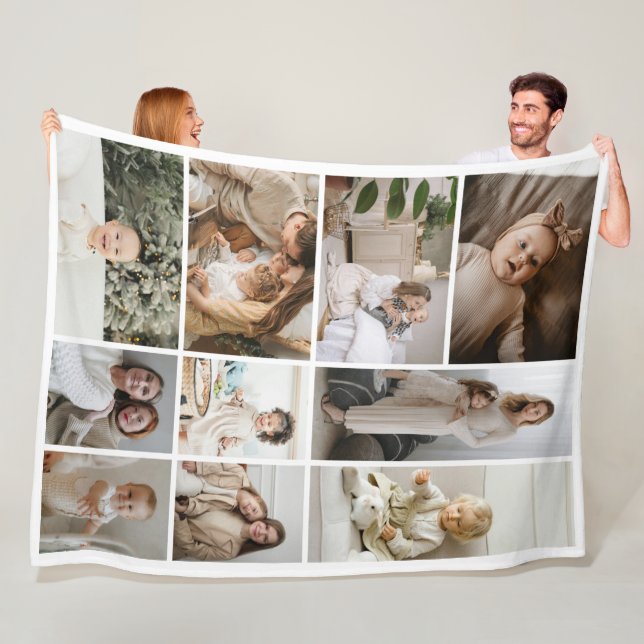 10 Photo collage template personalized Fleece Blanket (In Situ)