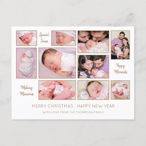 10 Photo Collage Uplifting Quotes Merry Christmas Holiday Postcard