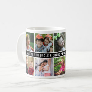 10 Photo Collage We Love You Uncle Black White Coffee Mug