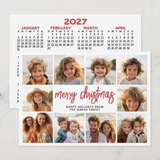 10 Photo Collage with 2027 Calender - Christmas Holiday Card