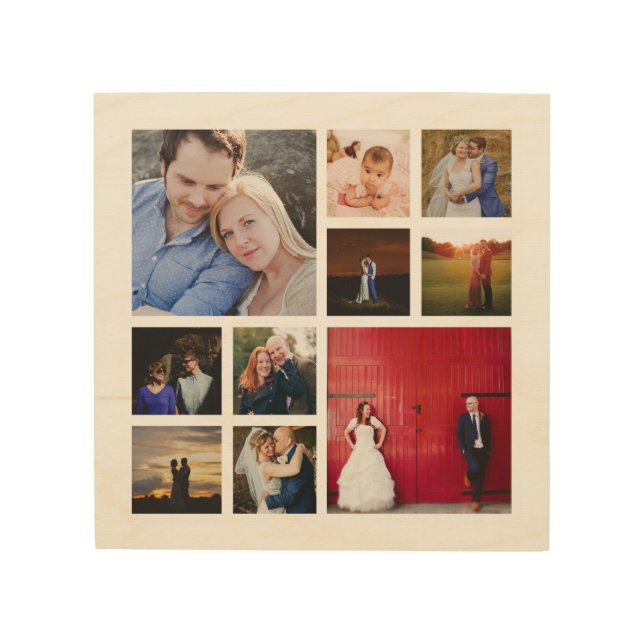 10 Photo Collage Wood Canvas Wall Art (Front)
