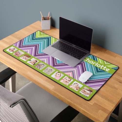 10 Photo Colorful ZigZag Personalized  Desk Mat