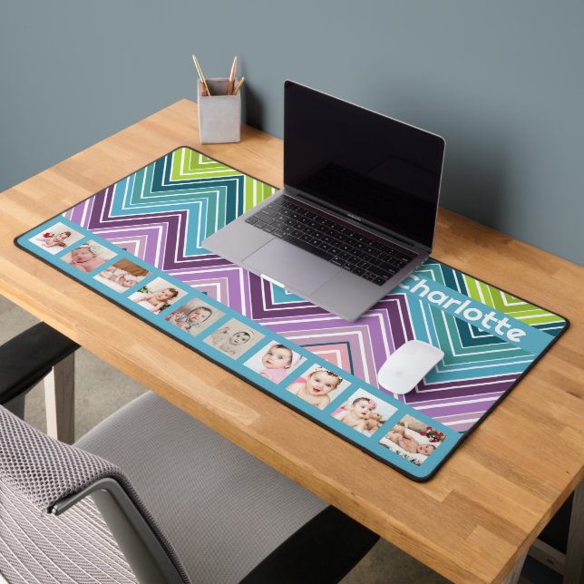 10 Photo Colorful ZigZag Personalized  Desk Mat (Office 2)