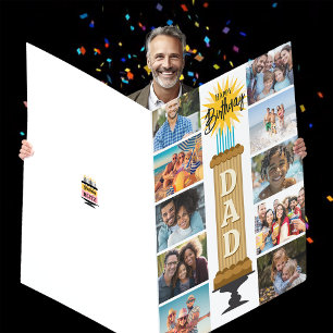 10 Photo DAD Birthday Biggest Cake Card